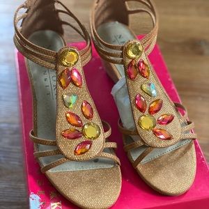 Worn Once Sandals with Crystals